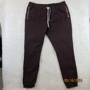 Wowie Sapien Pants Mens XL Tall Maroon Tapered Aztec Trim Straight burgundy USA